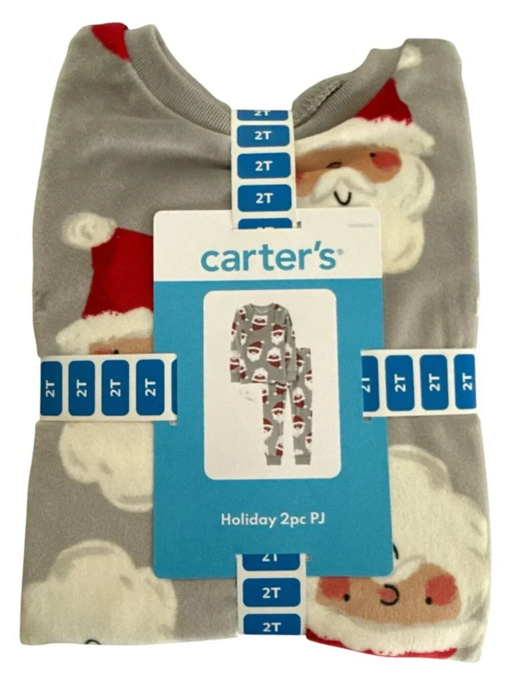 Carter's Holiday 2-Piece Velboa Pajama Set-Jolly Santa-Size 2T-NWT